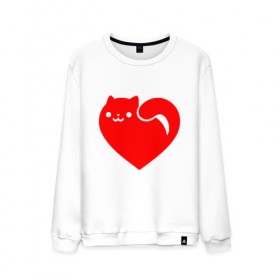 Мужской свитшот хлопок с принтом Love Cat в городе Новоалтайск, 100% хлопок |  | animal | cat | cute | heart | kitty | meow | друг | животные | киска | китти | кот | котенок | котик | кошечка | кошка | лев | леопард | любовь | милый | мур | мышь | мяу | пантера | питомец | рысь | сердце | тигр | улыбка