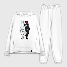 Женский костюм хлопок Oversize с принтом Monokuma с пупком в городе Новоалтайск,  |  | anime | bear | black  white | danganronpa | kurokuma | monodam | monokuma | monomi | monotaro | pink | rabbit | school | shirokuma | аниме | главарь | мoноми | монокума | черно белый | школа