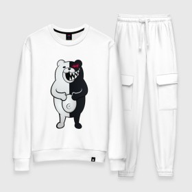 Женский костюм хлопок с принтом MONOKUMA в городе Новоалтайск, 100% хлопок | на свитшоте круглая горловина, мягкая резинка по низу. Брюки заужены к низу, на них два вида карманов: два 