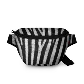 Поясная сумка 3D с принтом Zebra Skin в городе Новоалтайск, 100% полиэстер | плотная ткань, ремень с регулируемой длиной, внутри несколько карманов для мелочей, основное отделение и карман с обратной стороны сумки застегиваются на молнию | animal | black | black white | pattern. | skin | streaks | texture | white | zebra | белый | животное | животные | зебра | полосы | текстура | узор | чёрно белые | чёрный