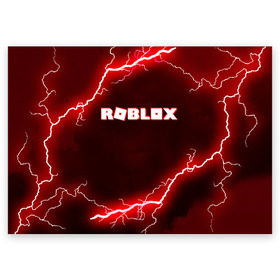 Поздравительная открытка с принтом ROBLOX в городе Новоалтайск, 100% бумага | плотность бумаги 280 г/м2, матовая, на обратной стороне линовка и место для марки
 | game | gamer | logo | minecraft | roblox | simulator | игра | конструктор | лого | симулятор | строительство | фигура
