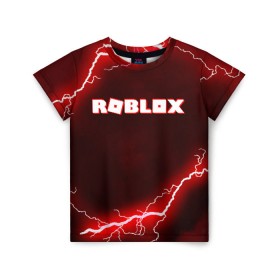 Детская футболка 3D с принтом ROBLOX в городе Новоалтайск, 100% гипоаллергенный полиэфир | прямой крой, круглый вырез горловины, длина до линии бедер, чуть спущенное плечо, ткань немного тянется | game | gamer | logo | minecraft | roblox | simulator | игра | конструктор | лого | симулятор | строительство | фигура