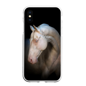 Чехол для iPhone XS Max матовый с принтом Белая лошадь в городе Новоалтайск, Силикон | Область печати: задняя сторона чехла, без боковых панелей | Тематика изображения на принте: animal | black | breed | horse | muscle | muzzle | strength | unusual | white | белый | животное | конь | лошадь | мышцы | необычный | порода | сила | скакун