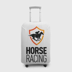 Чехол для чемодана 3D с принтом Horse racing в городе Новоалтайск, 86% полиэфир, 14% спандекс | двустороннее нанесение принта, прорези для ручек и колес | animal | black | emblem | horse | rider | riding | slogan | sport | text | white | белый | езда | животное | конь | лошадь | наездник | слоган | спорт | текст | черный | эмблема