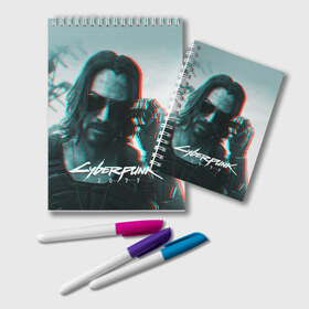 Блокнот с принтом Cyberpunk 2077 в городе Новоалтайск, 100% бумага | 48 листов, плотность листов — 60 г/м2, плотность картонной обложки — 250 г/м2. Листы скреплены удобной пружинной спиралью. Цвет линий — светло-серый
 | Тематика изображения на принте: cyberpunk | cyberpunk 2077 | samurai | игры | киану ривз | киберпанк | самурай