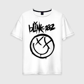 Женская футболка хлопок Oversize с принтом BLINK-182 в городе Новоалтайск, 100% хлопок | свободный крой, круглый ворот, спущенный рукав, длина до линии бедер
 | blink | music | rock | блинк | группа | музыка | музыканты | рок