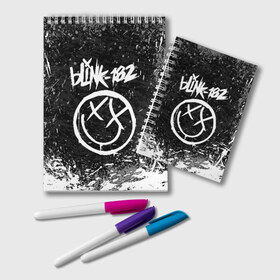 Блокнот с принтом BLINK-182 в городе Новоалтайск, 100% бумага | 48 листов, плотность листов — 60 г/м2, плотность картонной обложки — 250 г/м2. Листы скреплены удобной пружинной спиралью. Цвет линий — светло-серый
 | blink | music | rock | блинк | группа | музыка | музыканты | рок