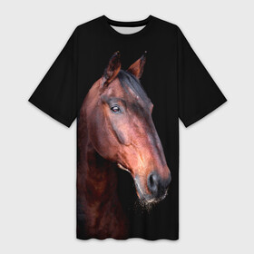 Платье-футболка 3D с принтом Гнедая лошадь в городе Новоалтайск,  |  | animal | beautiful | black | brown | chocolate | eyes | gloss | horse | look | muzzle | portrait | взгляд | глаза | животное | конь | коричневый | красивый | лоск | лошадь | портрет | скакун | черный | шоколадный