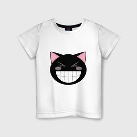 Детская футболка хлопок с принтом Smiling Cat в городе Новоалтайск, 100% хлопок | круглый вырез горловины, полуприлегающий силуэт, длина до линии бедер | animal | cat | cute | kitty | meow | друг | животные | киска | китти | кот | котенок | котик | кошечка | кошка | лев | леопард | милый | мур | мышь | мяу | пантера | питомец | рысь | тигр | улыбка