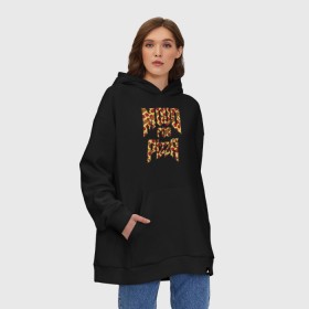 Худи SuperOversize хлопок с принтом Mood for Pizza (Doom) в городе Новоалтайск, 70% хлопок, 30% полиэстер, мягкий начес внутри | карман-кенгуру, эластичная резинка на манжетах и по нижней кромке, двухслойный капюшон
 | cacodemon | doom | eternal | pizza | дум | итёрнал | какодемон | пицца | этернал