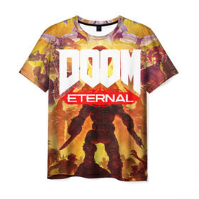 Мужская футболка 3D с принтом Doom Eternal в городе Новоалтайск, 100% полиэфир | прямой крой, круглый вырез горловины, длина до линии бедер | cacodemon | doom | eternal | вечность | вечный | дум | итёрнал | какодемон | этернал