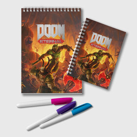 Блокнот с принтом Doom в городе Новоалтайск, 100% бумага | 48 листов, плотность листов — 60 г/м2, плотность картонной обложки — 250 г/м2. Листы скреплены удобной пружинной спиралью. Цвет линий — светло-серый
 | cacodemon | doom | eternal | вечность | вечный | дум | итёрнал | какодемон | этернал