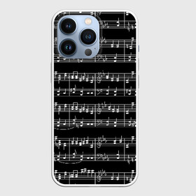 Чехол для iPhone 13 Pro с принтом Ноты в городе Новоалтайск,  |  | Тематика изображения на принте: black | melody | music | music lover | musician | notes | white | белый | классический | мелодия | меломан | музыка | музыкант | ноты | черный