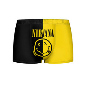 Мужские трусы 3D с принтом NIRVANA в городе Новоалтайск, 50% хлопок, 50% полиэстер | классическая посадка, на поясе мягкая тканевая резинка | Тематика изображения на принте: music | nirvana | rip smile | rock | smile | группа | курт кобейн | музыка | нирвана | рок | смайл