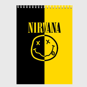 Скетчбук с принтом NIRVANA в городе Новоалтайск, 100% бумага
 | 48 листов, плотность листов — 100 г/м2, плотность картонной обложки — 250 г/м2. Листы скреплены сверху удобной пружинной спиралью | music | nirvana | rip smile | rock | smile | группа | курт кобейн | музыка | нирвана | рок | смайл