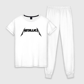 Женская пижама хлопок с принтом METALLICA (НА СПИНЕ) в городе Новоалтайск, 100% хлопок | брюки и футболка прямого кроя, без карманов, на брюках мягкая резинка на поясе и по низу штанин | Тематика изображения на принте: 