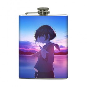 Фляга с принтом Anime Sunset в городе Новоалтайск, металлический корпус | емкость 0,22 л, размер 125 х 94 мм. Виниловая наклейка запечатывается полностью | anime | clouds | girl | sunset | аниме | девушка | закат
