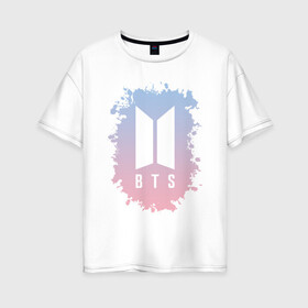 Женская футболка хлопок Oversize с принтом BTS в городе Новоалтайск, 100% хлопок | свободный крой, круглый ворот, спущенный рукав, длина до линии бедер
 | bts | bts boy | bts love | k pop | love yourself | айдол | битиэс. | бтс | ким тэ хен | фанфик бтс | чон чонгук