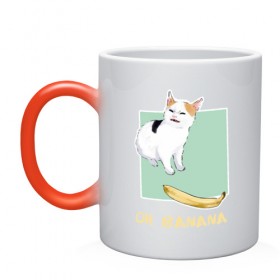 Кружка хамелеон с принтом Banana Cat в городе Новоалтайск, керамика | меняет цвет при нагревании, емкость 330 мл | cat | meme | picture | банан | картинки | кот | котики | коты | кошки | мем | прикольные