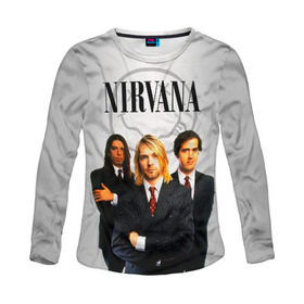 Женский лонгслив 3D с принтом Nirvana в городе Новоалтайск, 100% полиэстер | длинные рукава, круглый вырез горловины, полуприлегающий силуэт | 90 | alternative | crimson | david grohl | foo fighters | grunge | kurt cobain | music | nirvana | rip | rock | smile | гранж | группа | девяностые | курт кобейн | музыка | нирвана | рок