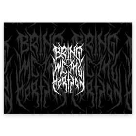 Поздравительная открытка с принтом BRING ME THE HORIZON в городе Новоалтайск, 100% бумага | плотность бумаги 280 г/м2, матовая, на обратной стороне линовка и место для марки
 | Тематика изображения на принте: bmth | bring me the horizon | music | rock | бмтш | группа | дэткор | музыка | музыканты | рок | электроник