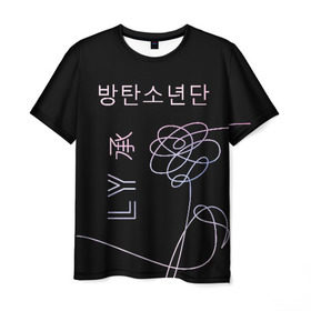 Мужская футболка 3D с принтом BTS Love Yourself в городе Новоалтайск, 100% полиэфир | прямой крой, круглый вырез горловины, длина до линии бедер | bangtan boys | beyond the scene | bts | k pop | kpop | love yourself | бтс | к поп