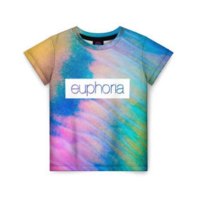 Детская футболка 3D с принтом сериал Euphoria в городе Новоалтайск, 100% гипоаллергенный полиэфир | прямой крой, круглый вырез горловины, длина до линии бедер, чуть спущенное плечо, ткань немного тянется | zendaya | зендея | ру беннетт | сериал euphoria | эйфория