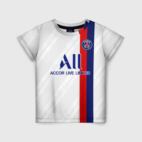 Детская футболка 3D с принтом PSG away 19-20 в городе Новоалтайск, 100% гипоаллергенный полиэфир | прямой крой, круглый вырез горловины, длина до линии бедер, чуть спущенное плечо, ткань немного тянется | Тематика изображения на принте: champions league | neymar | лига чемпионов | неймар | франция | чемпионы