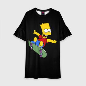 Детское платье 3D с принтом Скейт в городе Новоалтайск, 100% полиэстер | прямой силуэт, чуть расширенный к низу. Круглая горловина, на рукавах — воланы | bart | the simpsons | барт | симпсоны