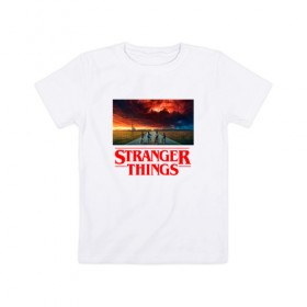 Детская футболка хлопок с принтом STRANGER THINGS в городе Новоалтайск, 100% хлопок | круглый вырез горловины, полуприлегающий силуэт, длина до линии бедер | stranger things | очень странные дела