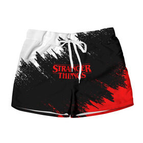 Женские шорты 3D с принтом STRANGER THINGS | ОЧЕНЬ СТРАННЫЕ ДЕЛА в городе Новоалтайск, 100% полиэстер | прямой крой, два кармана без застежек по бокам. Мягкая трикотажная резинка на поясе, внутри которой широкие завязки. Длина до середины бедра | 11 | stranger things | одди | одиннадцатая | очень странные дела | сериалы