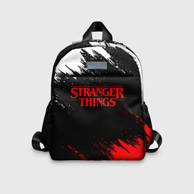 Детский рюкзак 3D с принтом STRANGER THINGS | ОЧЕНЬ СТРАННЫЕ ДЕЛА в городе Новоалтайск, 100% полиэстер | лямки с регулируемой длиной, сверху петелька, чтобы рюкзак можно было повесить на вешалку. Основное отделение закрывается на молнию, как и внешний карман. Внутри дополнительный карман. По бокам два дополнительных кармашка | 11 | stranger things | одди | одиннадцатая | очень странные дела | сериалы