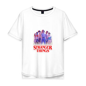 Мужская футболка хлопок Oversize с принтом STRANGER THINGS в городе Новоалтайск, 100% хлопок | свободный крой, круглый ворот, “спинка” длиннее передней части | stranger things | очень странные дела
