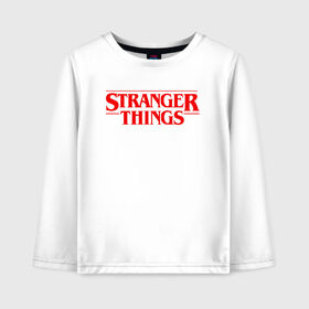 Детский лонгслив хлопок с принтом STRANGER THINGS в городе Новоалтайск, 100% хлопок | круглый вырез горловины, полуприлегающий силуэт, длина до линии бедер | 11 | stranger things | одди | одиннадцатая | очень странные дела | сериалы