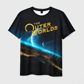Мужская футболка 3D с принтом The Outer Worlds в городе Новоалтайск, 100% полиэфир | прямой крой, круглый вырез горловины, длина до линии бедер | e3 | fallout: new vegas | neverwinter nights | obsidian entertainment | pathfinder | pillars of eternity | the outer worlds | tow | внешние миры | внешний мир | е3 | игра | обсидиан интертеймент