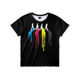 Детская футболка 3D с принтом Битлы в городе Новоалтайск, 100% гипоаллергенный полиэфир | прямой крой, круглый вырез горловины, длина до линии бедер, чуть спущенное плечо, ткань немного тянется | the beatles | битлз | битлы | джон леннон