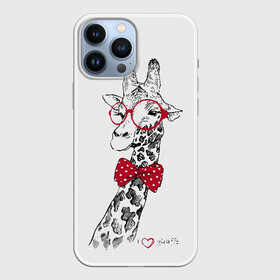 Чехол для iPhone 13 Pro Max с принтом Жираф в городе Новоалтайск,  |  | animal | bow tie | cool | giraffe | gray | red | white | белый | галстук  бабочка | животное | жираф | красный | очки | прикольный | серый