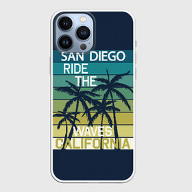 Чехол для iPhone 13 Pro Max с принтом California в городе Новоалтайск,  |  | Тематика изображения на принте: california | cool | palm trees | san diego | stripes | travel | калифорния | пальмы | полосы | прикольный | путешествие | сан диего