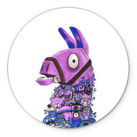 Коврик для мышки круглый с принтом Fortnite Lama в городе Новоалтайск, резина и полиэстер | круглая форма, изображение наносится на всю лицевую часть | Тематика изображения на принте: fortnite | game | lama | игры | лама | фортнайт