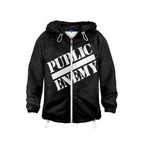 Детская ветровка 3D с принтом Public Enemy в городе Новоалтайск, 100% полиэстер | подол и капюшон оформлены резинкой с фиксаторами, по бокам два кармана без застежек, один потайной карман на груди | Тематика изображения на принте: public enemy | rap | реп | рэп