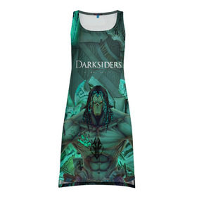 Платье-майка 3D с принтом Darksiders 2 в городе Новоалтайск, 100% полиэстер | полуприлегающий силуэт, широкие бретели, круглый вырез горловины, удлиненный подол сзади. | 3d | 3dвосприятие | action rpg | darksiders 2 | апокалипсис | арт | верблюд | война | всадник | желтый | зеброид | игра | караван | компьютерная | конь | монстры | серый | слешер