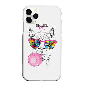 Чехол для iPhone 11 Pro матовый с принтом Because cool в городе Новоалтайск, Силикон |  | alpaca | animal | chewing | cool | funny | gum | head | llama | muzzle | puffed up | rainbow | альпака | голова | жевательная | животное | забавный | лама | надутая | очки | прикольный | радужные | резинка | смешная