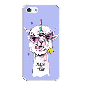 Чехол для iPhone 5/5S матовый с принтом Dream come true в городе Новоалтайск, Силикон | Область печати: задняя сторона чехла, без боковых панелей | Тематика изображения на принте: alpaca | animal | carnival | dream came true | funny | horn | llama | rainbow | slogan | star | unicorn | альпака | единорог | животное | звезда | карнавал | лама | мечта сбылась | очки | прикольный | радуга | рог | слоган