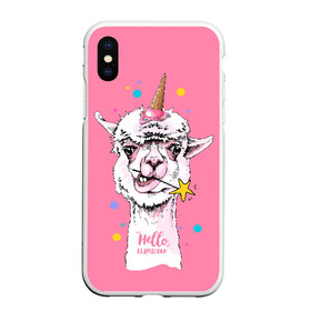 Чехол для iPhone XS Max матовый с принтом Hello llamacorn в городе Новоалтайск, Силикон | Область печати: задняя сторона чехла, без боковых панелей | alpaca | animal | carnival | cool | cup | head | horn | ice cream | llama | look | pink | slogan | star | unicorn | waffle | альпака | вафельный | взгляд | голова | единорог | животное | звезда | карнавал | лама | мороженое | привет | прикольный | р