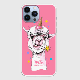 Чехол для iPhone 13 Pro Max с принтом Hello llamacorn в городе Новоалтайск,  |  | Тематика изображения на принте: alpaca | animal | carnival | cool | cup | head | horn | ice cream | llama | look | pink | slogan | star | unicorn | waffle | альпака | вафельный | взгляд | голова | единорог | животное | звезда | карнавал | лама | мороженое | привет | прикольный | р