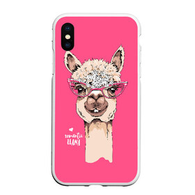 Чехол для iPhone XS Max матовый с принтом Romantic llama в городе Новоалтайск, Силикон | Область печати: задняя сторона чехла, без боковых панелей | Тематика изображения на принте: alpaca | animal | cool | flowers | head | heart | inscription | llama | look | pink | romance | альпака | взгляд | голова | животное | лама | любовь | надпись | очки | прикольный | розовые | романтика | сердце | цветы
