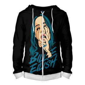 Мужская толстовка 3D на молнии с принтом billie eilish в городе Новоалтайск, 100% полиэстер | длина до линии бедра, манжеты и пояс оформлены мягкой тканевой резинкой, двухслойный капюшон со шнурком для регулировки, спереди молния, по бокам два кармана | billie eilish | билли айлиш | билли элиш