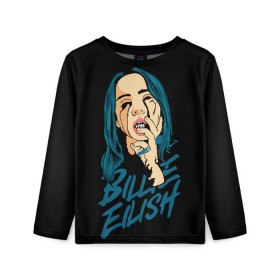Детский лонгслив 3D с принтом billie eilish в городе Новоалтайск, 100% полиэстер | длинные рукава, круглый вырез горловины, полуприлегающий силуэт
 | billie eilish | билли айлиш | билли элиш
