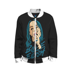 Детский бомбер 3D с принтом billie eilish в городе Новоалтайск, 100% полиэстер | застегивается на молнию, по бокам два кармана без застежек, мягкие манжеты, по низу бомбера и на воротнике — эластичная резинка | billie eilish | билли айлиш | билли элиш