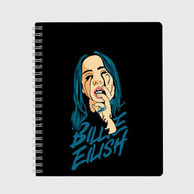 Тетрадь с принтом billie eilish в городе Новоалтайск, 100% бумага | 48 листов, плотность листов — 60 г/м2, плотность картонной обложки — 250 г/м2. Листы скреплены сбоку удобной пружинной спиралью. Уголки страниц и обложки скругленные. Цвет линий — светло-серый
 | billie eilish | билли айлиш | билли элиш